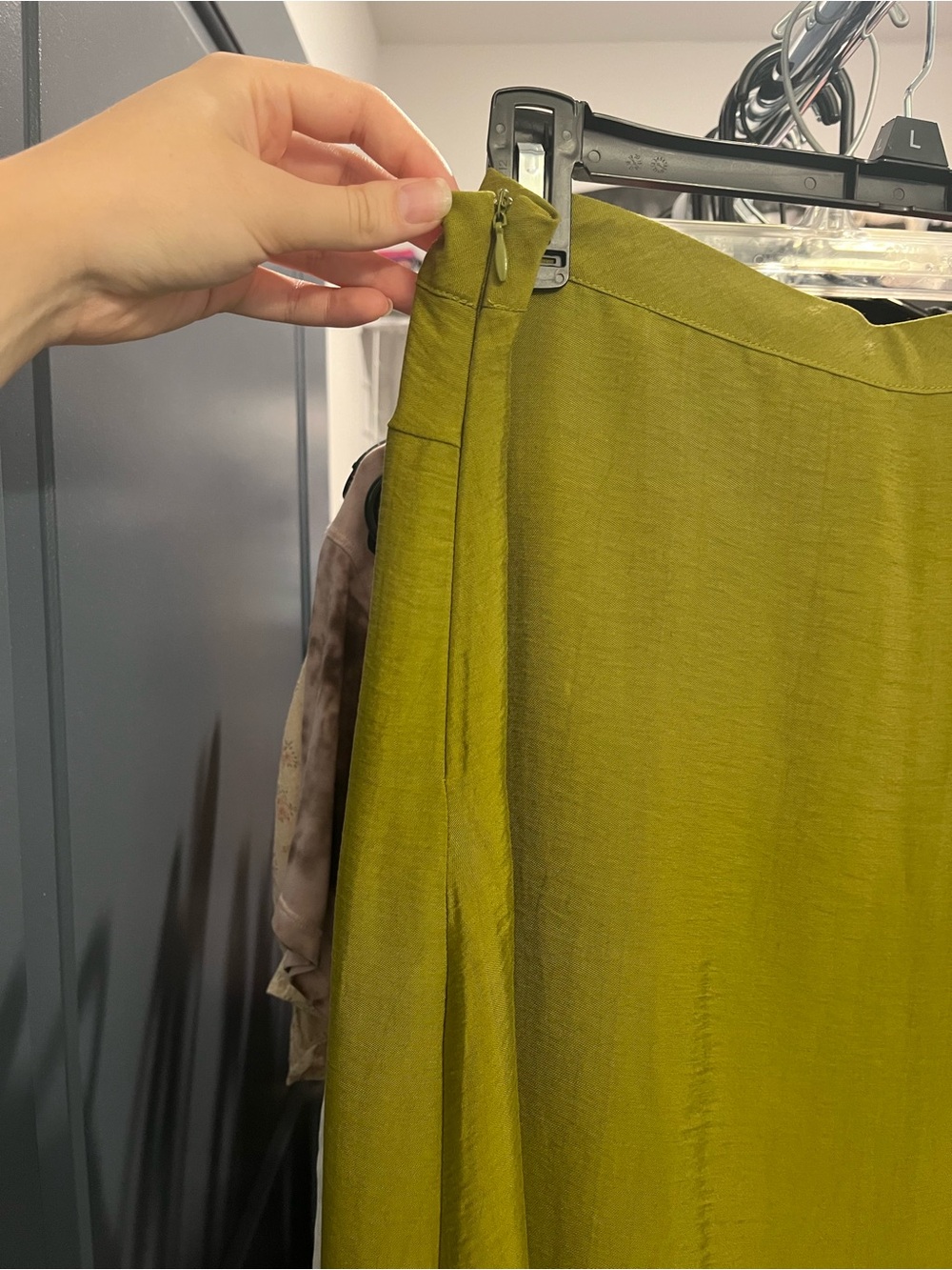 Zara Olive Green Asymmetric Midi Skirt - Picture 5 of 5